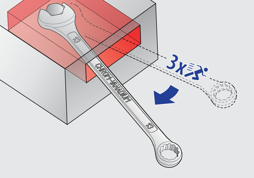 Enables 3-time faster work in comparison to standard combination wrench.