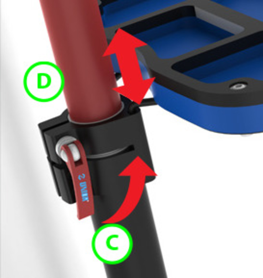 Adjust bike stand height? To adjust the bike stand height, release the lever (C) and adjust the top tube (D).