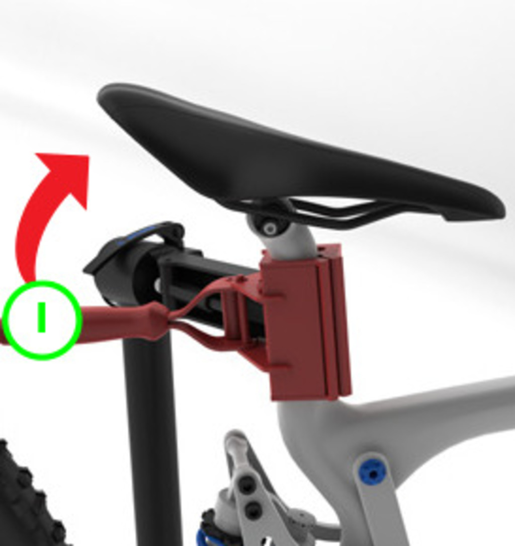 Безопасно сваляне на велосипеда от стойката? За да освободите, дръжте здраво рамката на велосипеда. Обърнете дръжката (I), за да освободите бързо тръбата от челюстта.