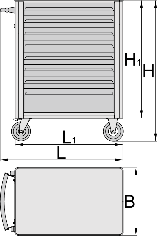 Carrello portautensili Eurovision con sistema di bloccaggio di sicurezza  (BLOCK safety system)