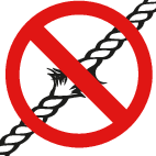 Aufhängeleinen und Reepschnüre dürfen nicht abgelängt, ausgebessert usw. werden. Keine Werkzeuge mit beschädigten Aufhängeleinen  bzw. Reepschnüren verwenden!