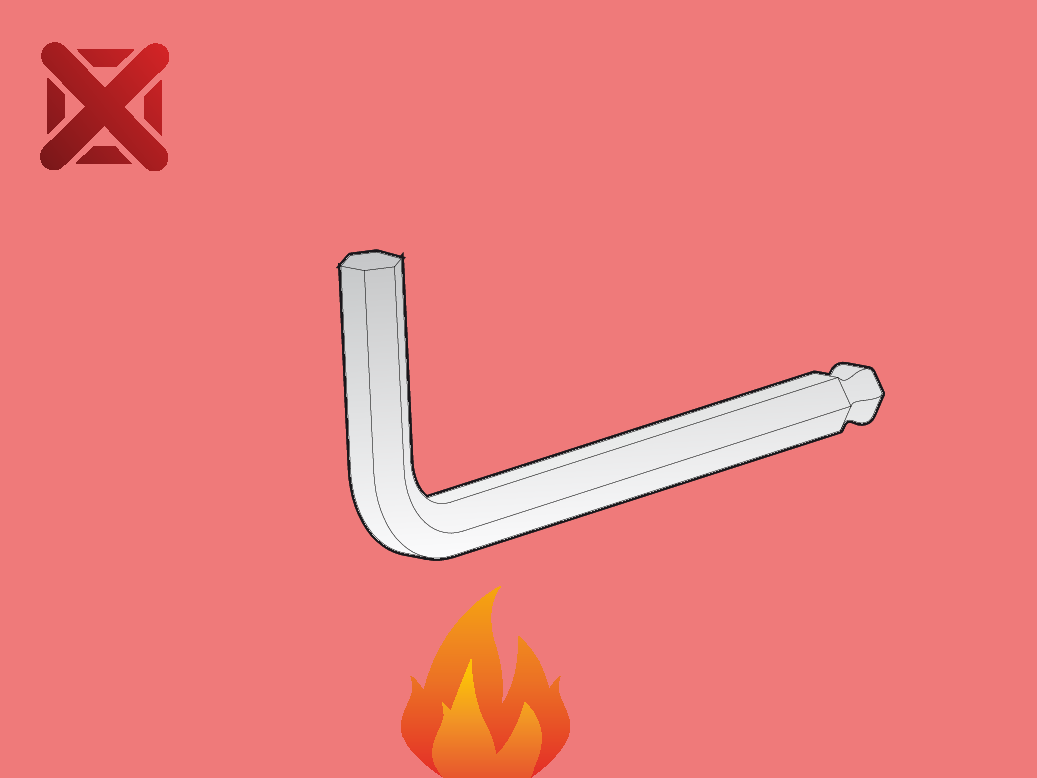 Никога не излагайте ключа на прекомерна топлина, което може да промени твърдостта и металната структура и да развали инструмента.