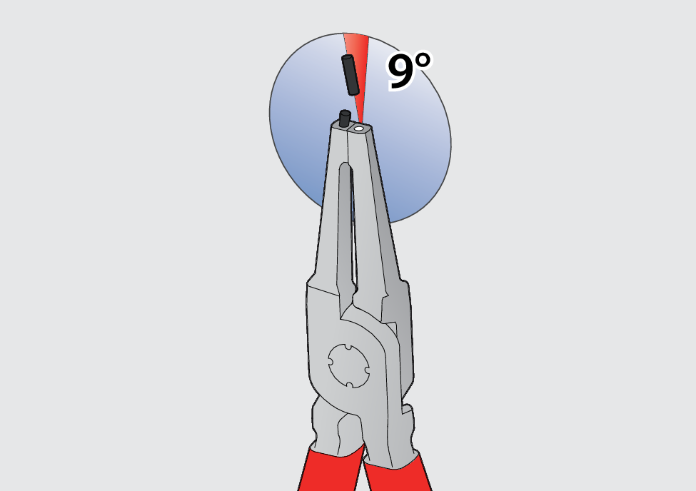 The tips are inserted into the jaw at an angle that prevents the circlip from sliding off the tips