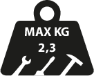 Das Maximalgewicht jedes Werkzeugs, das durch Unior als sicheres Werkzeug für Arbeiten in der Höhe vorgesehen ist und an Arbeitsgürtel aufgehängt wird, beträgt 2,3 kg.